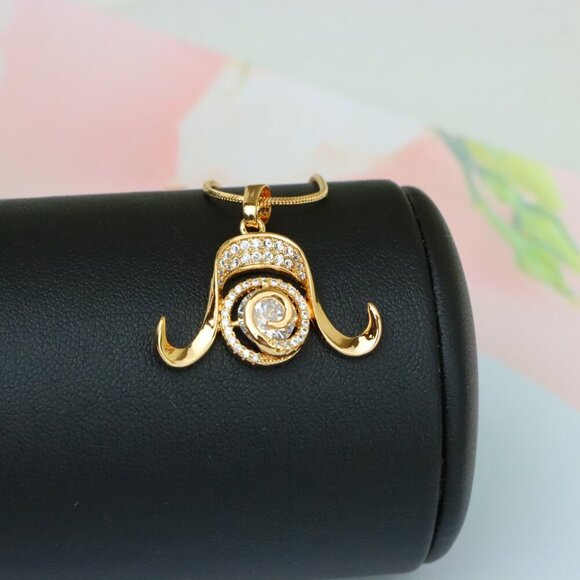 "Rose Gold Taurus Zodiac Pendant with Sparkling CZ and Curved Horns, XPPT1544 - Picture 5 of 12